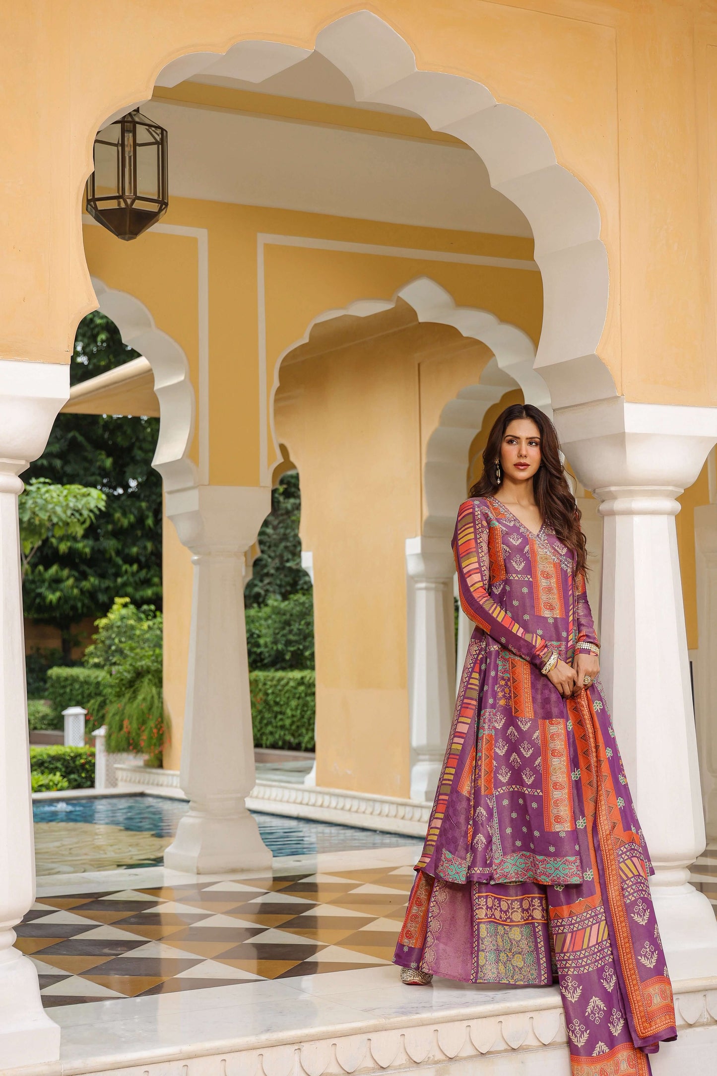 Purple Luxe Printed Anarkali set