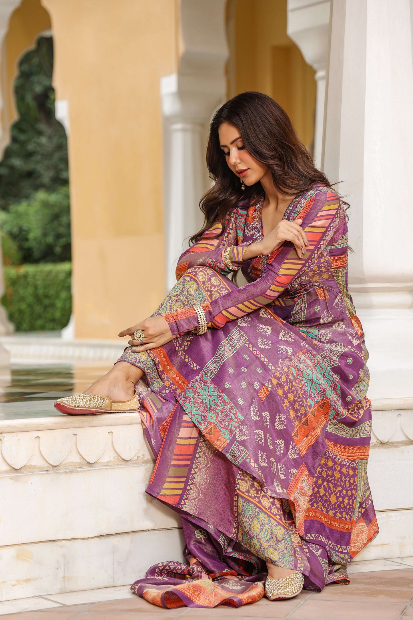 Purple Luxe Printed Anarkali set
