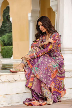 Purple Luxe Printed Anarkali set