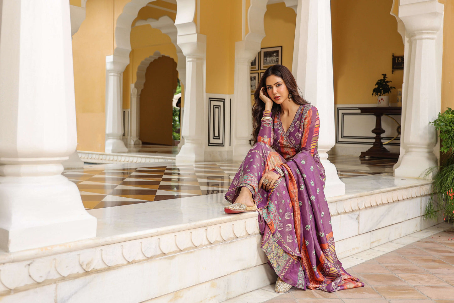 Purple Luxe Printed Anarkali set