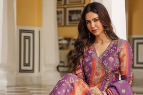 Purple Luxe Printed Anarkali set