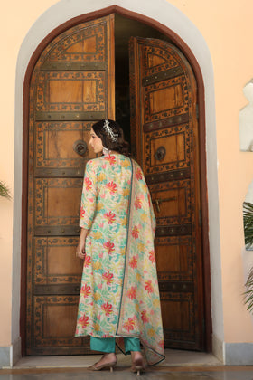 Floral Green printed suit set