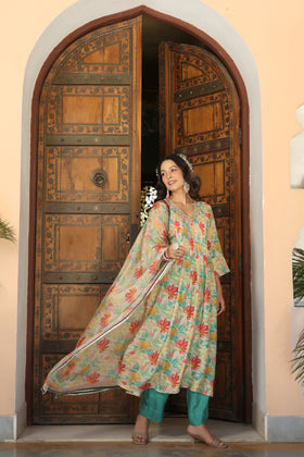 Floral Green printed suit set