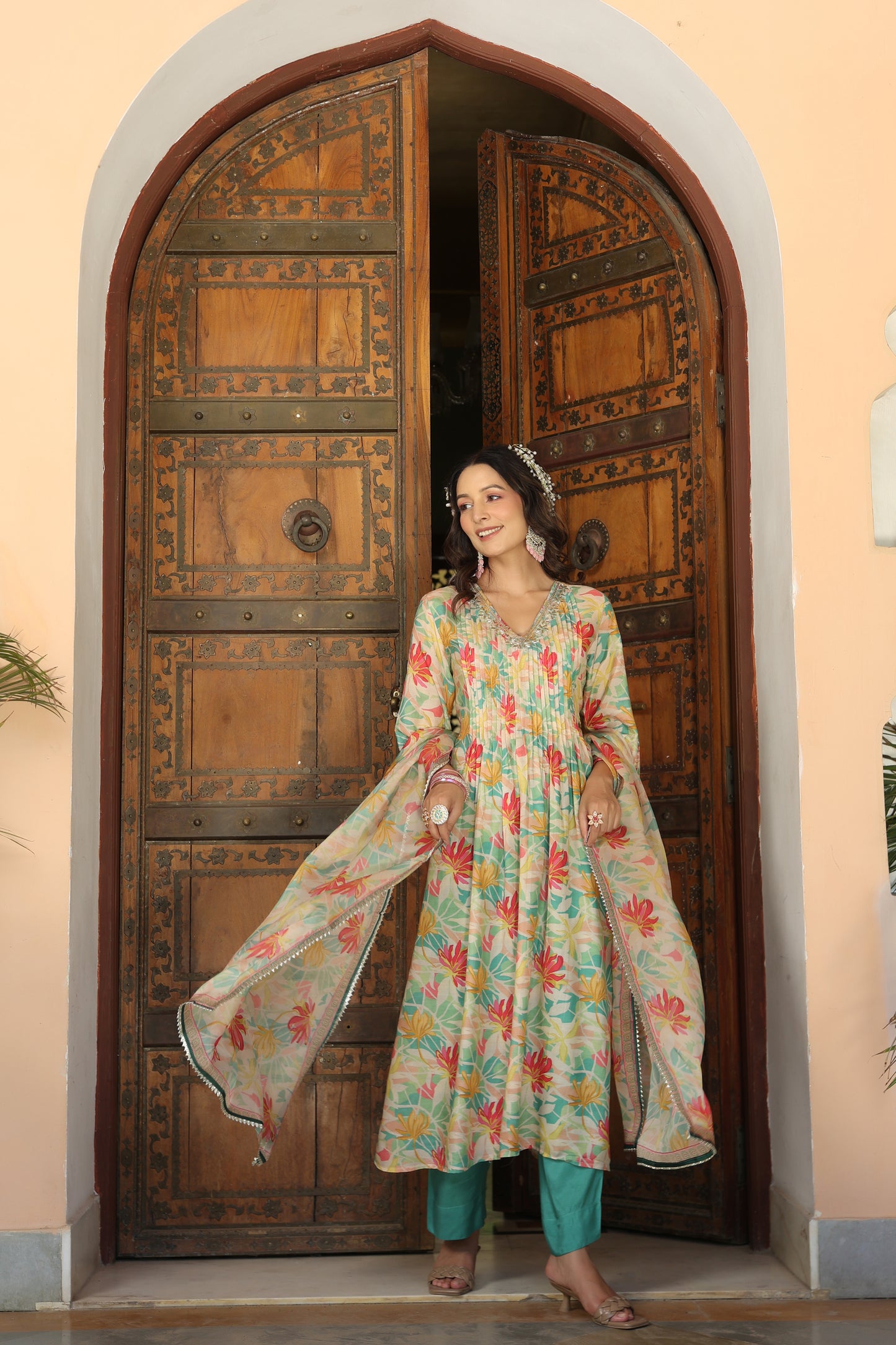 Floral Green printed suit set