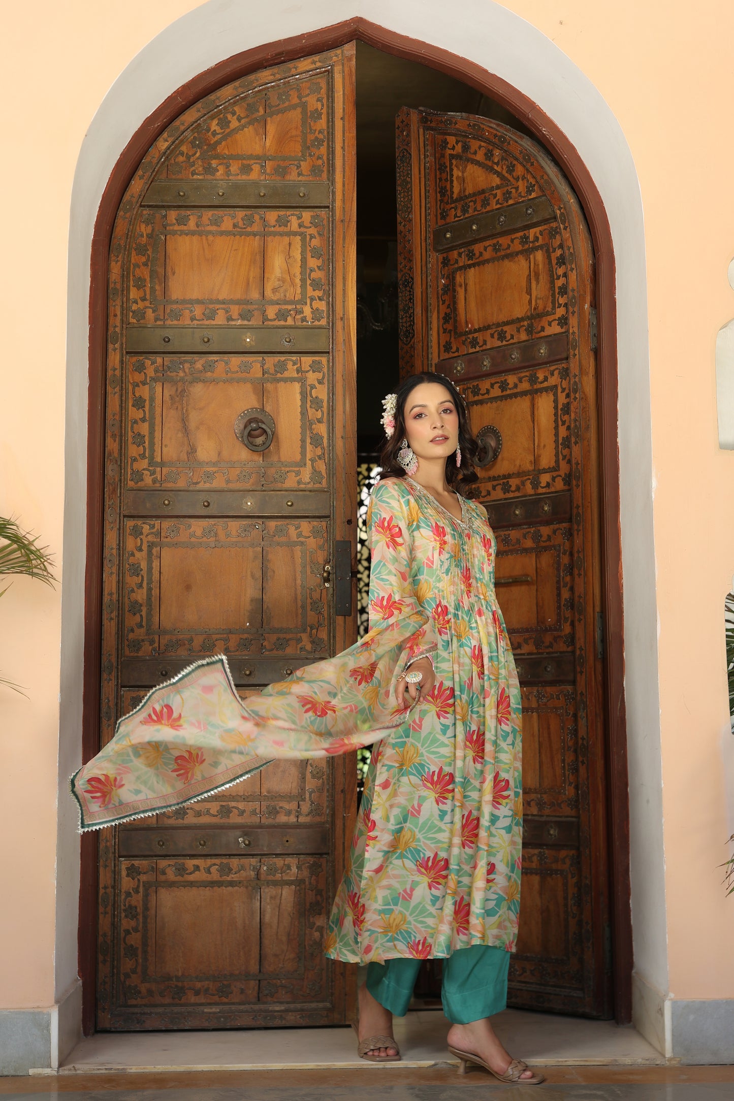 Floral Green printed suit set