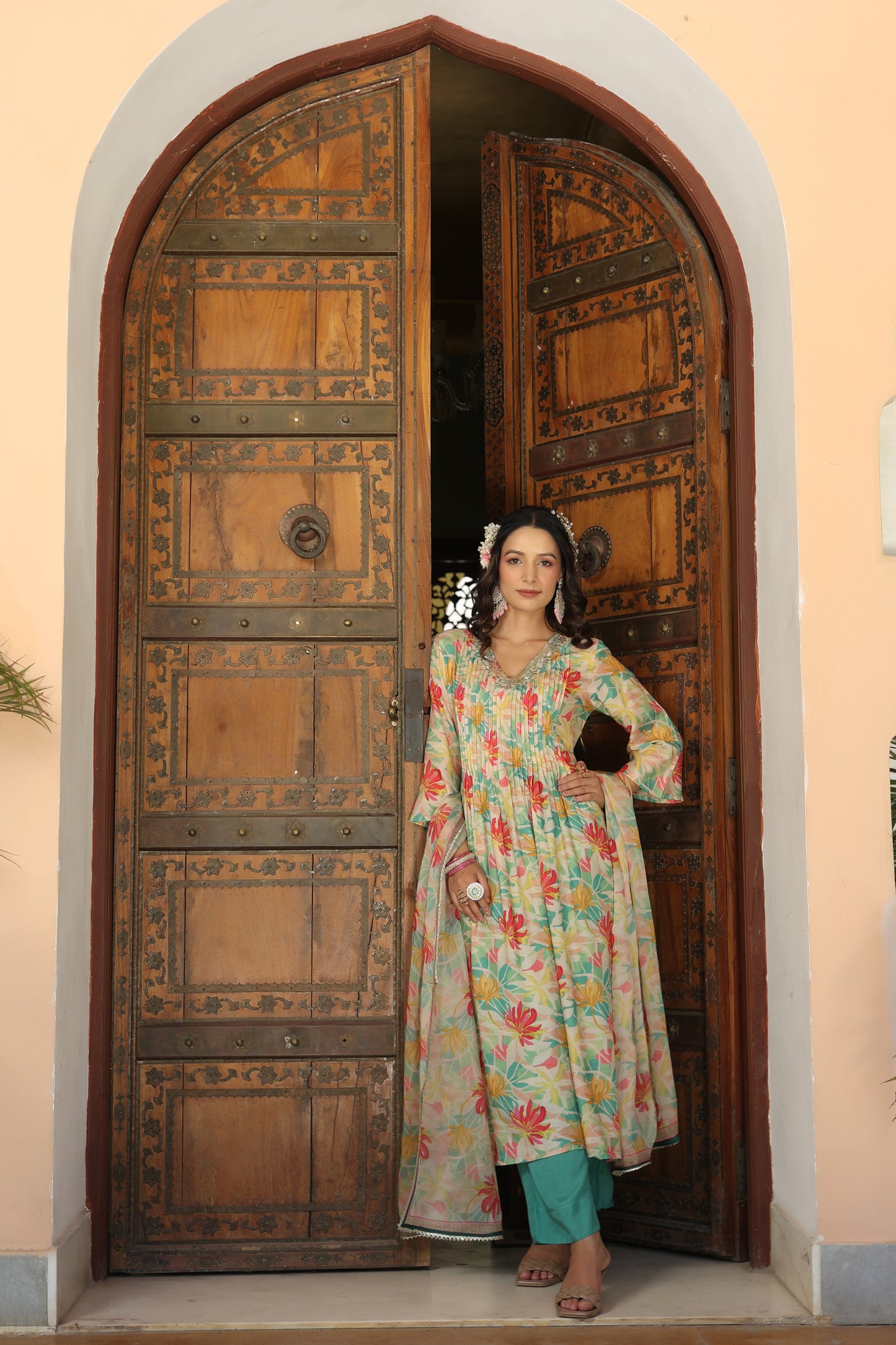 Floral Green printed suit set