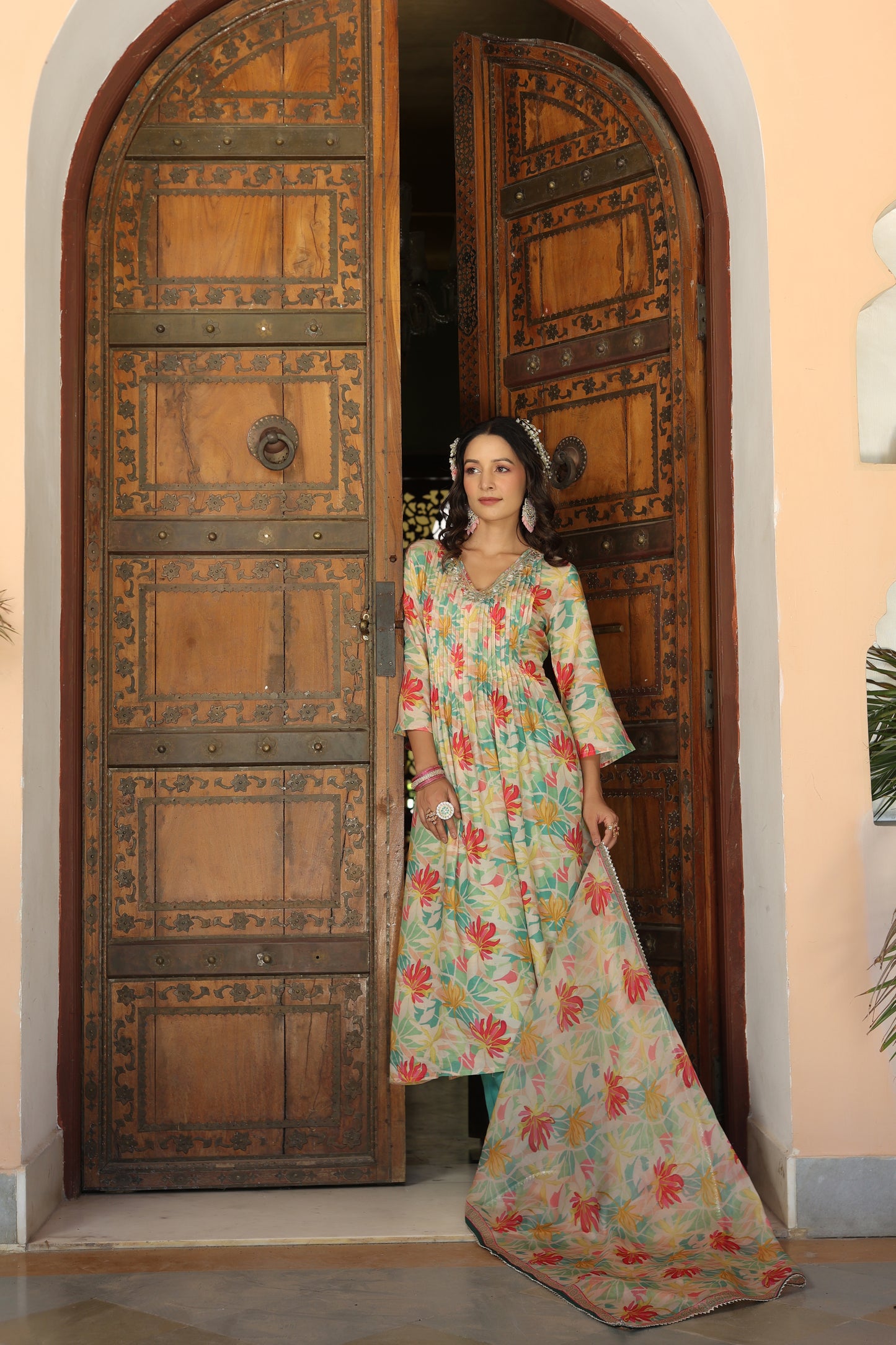 Floral Green printed suit set