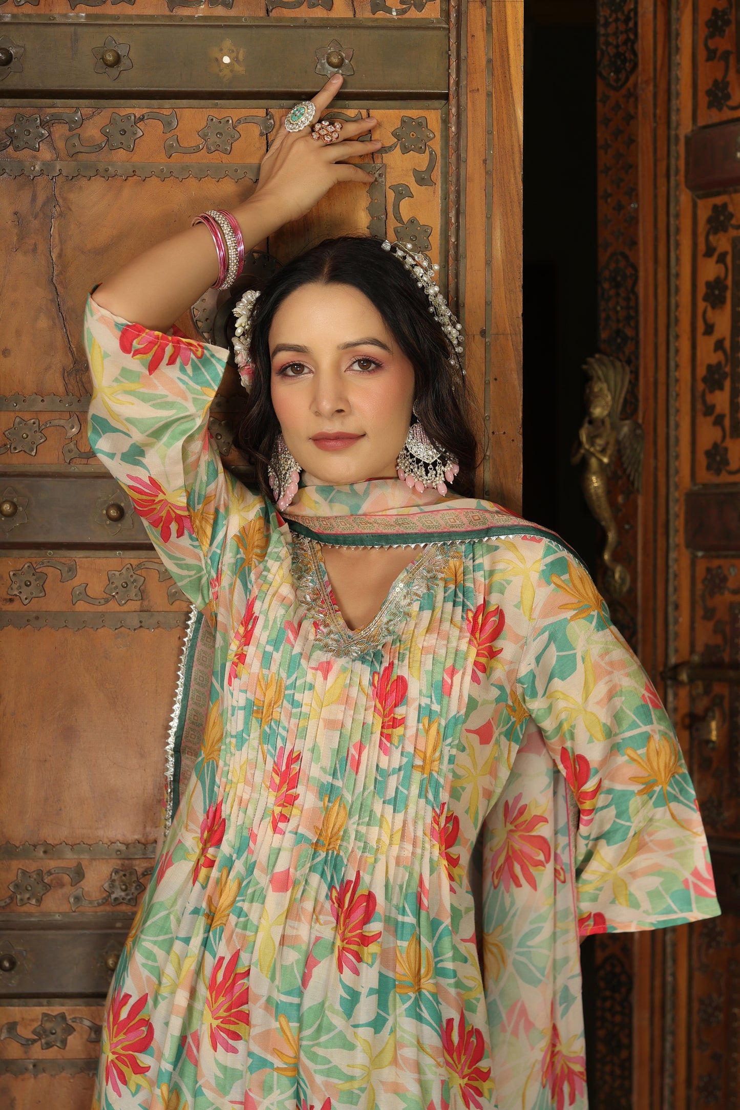 Floral Green printed suit set