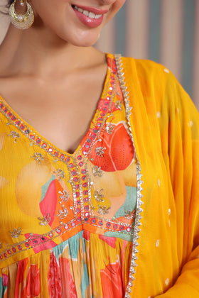 Sunflower printed suit set