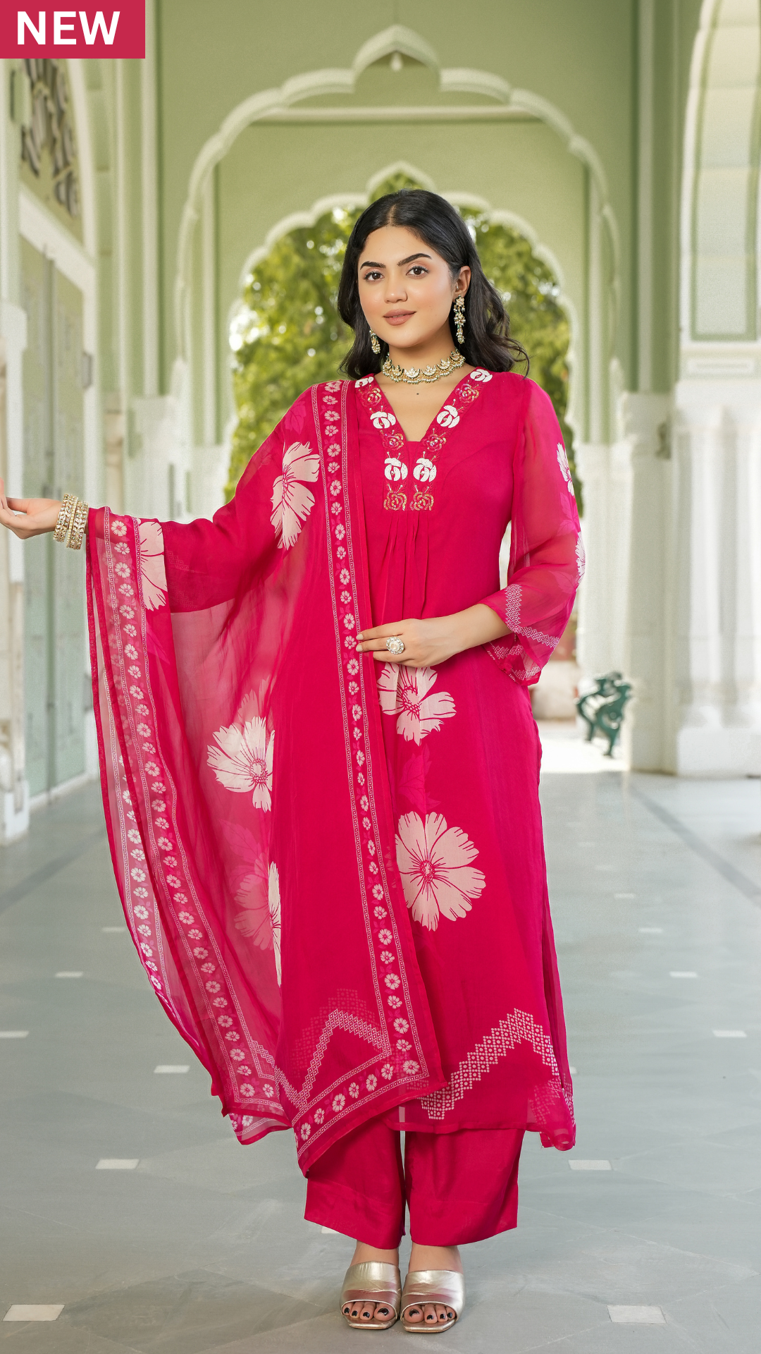 Ruby Pink Straight Suit Set