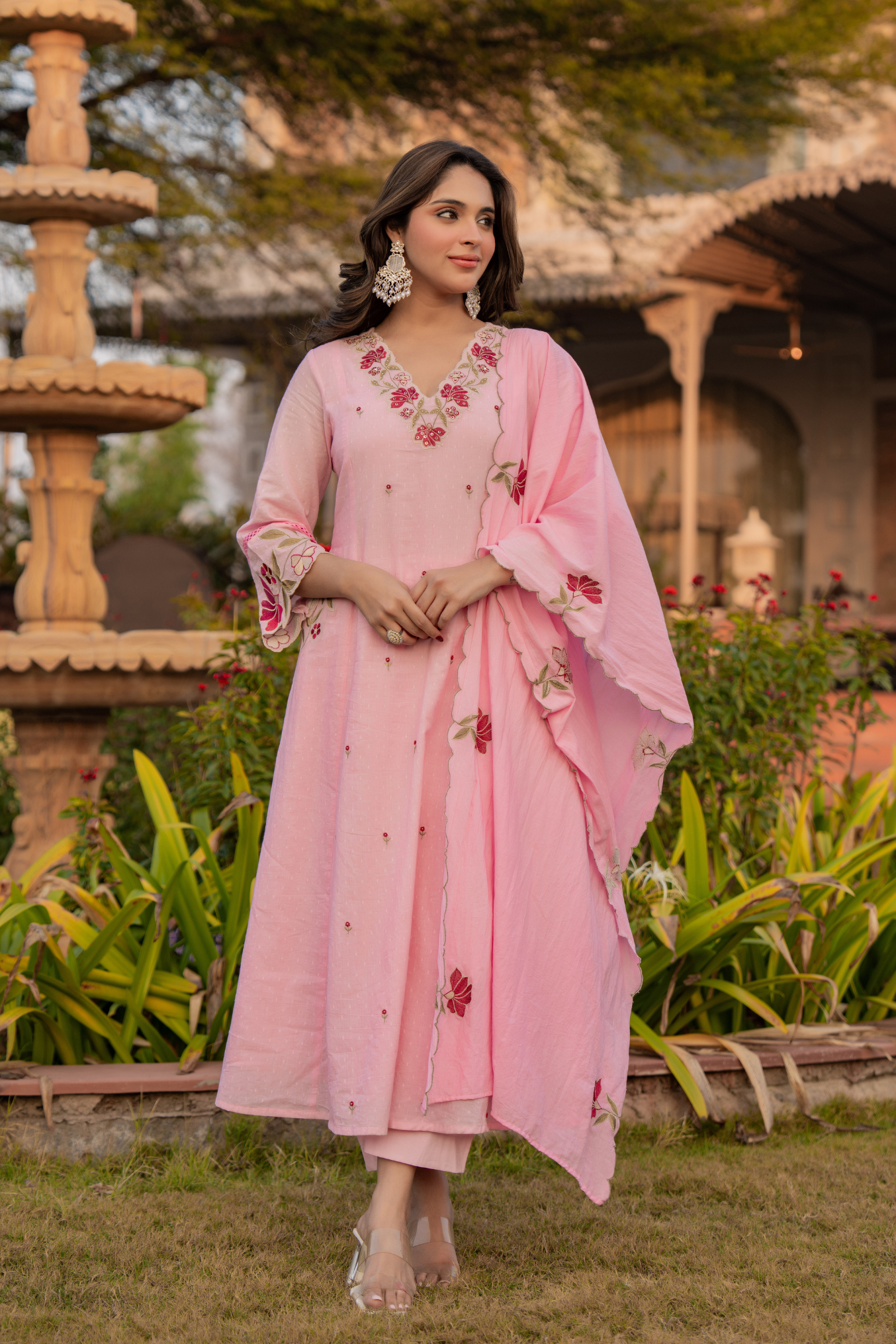 Petal Grace Cotton Dobby Suit Set