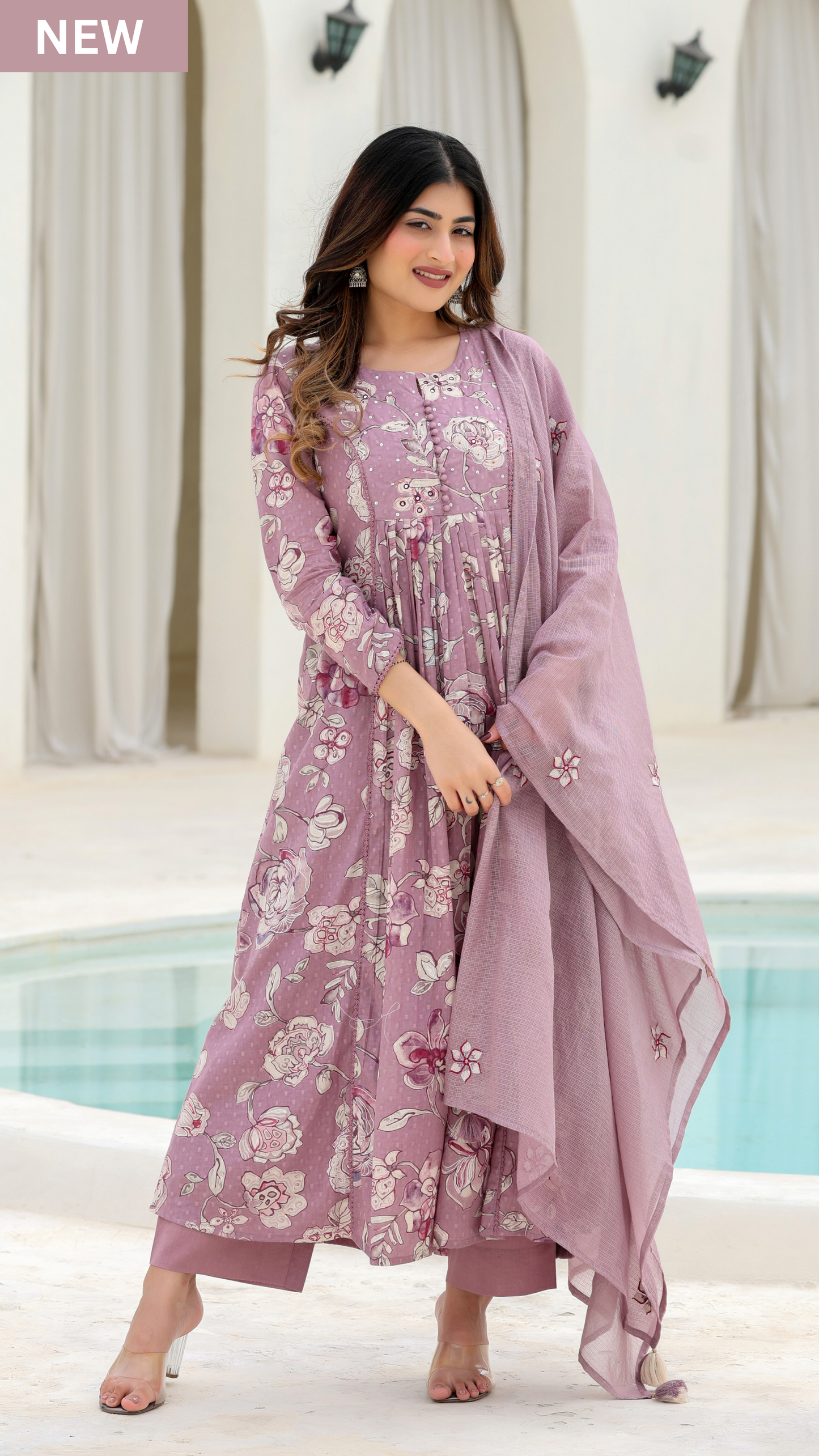 Lavender Bloom Cotton Suit Set