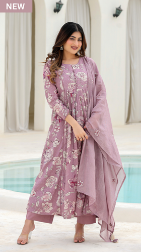 Lavender Bloom Cotton Suit Set