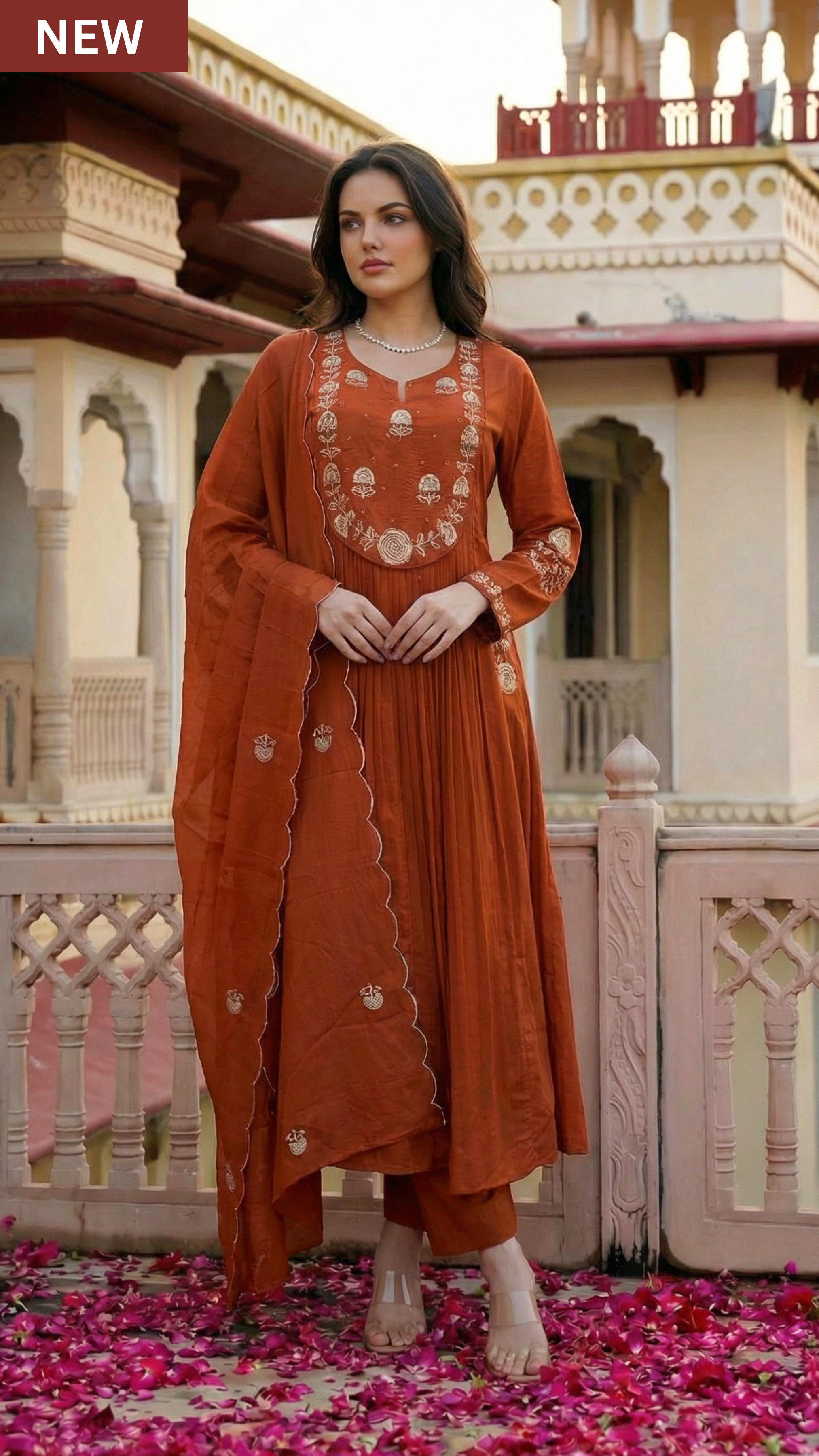 Amber Saffron Rust Cotton Suit Set