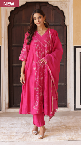 Pink Petal Grace Chanderi Suit Set