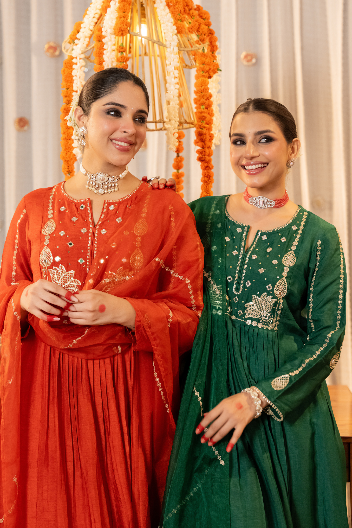 Emerald Bloom Russian Silk Suit Set