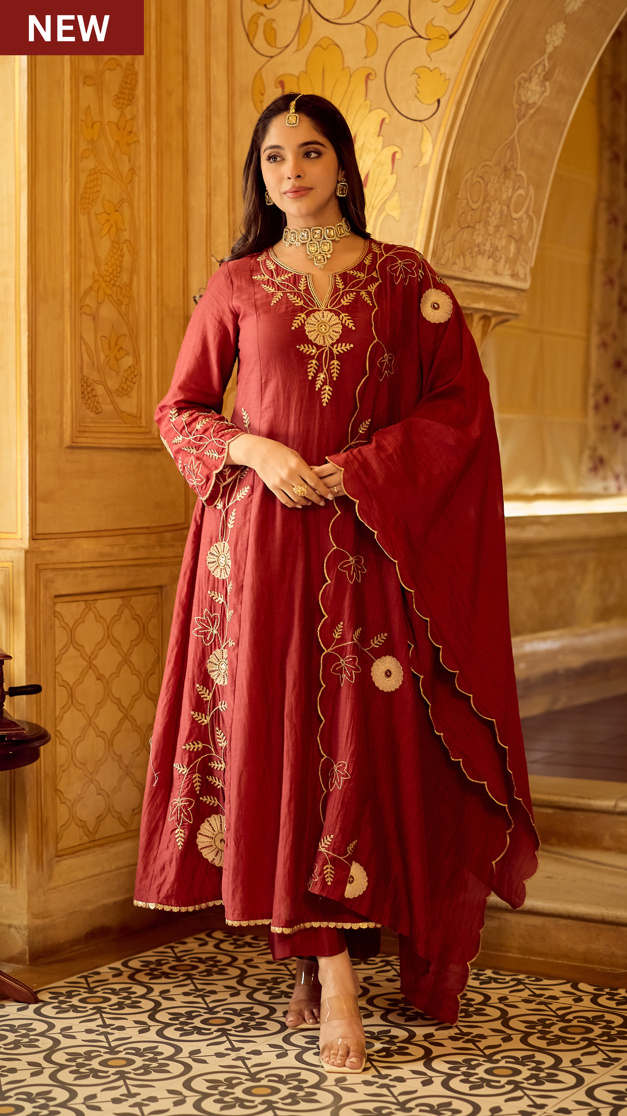 Royal Maroon Chanderi Set