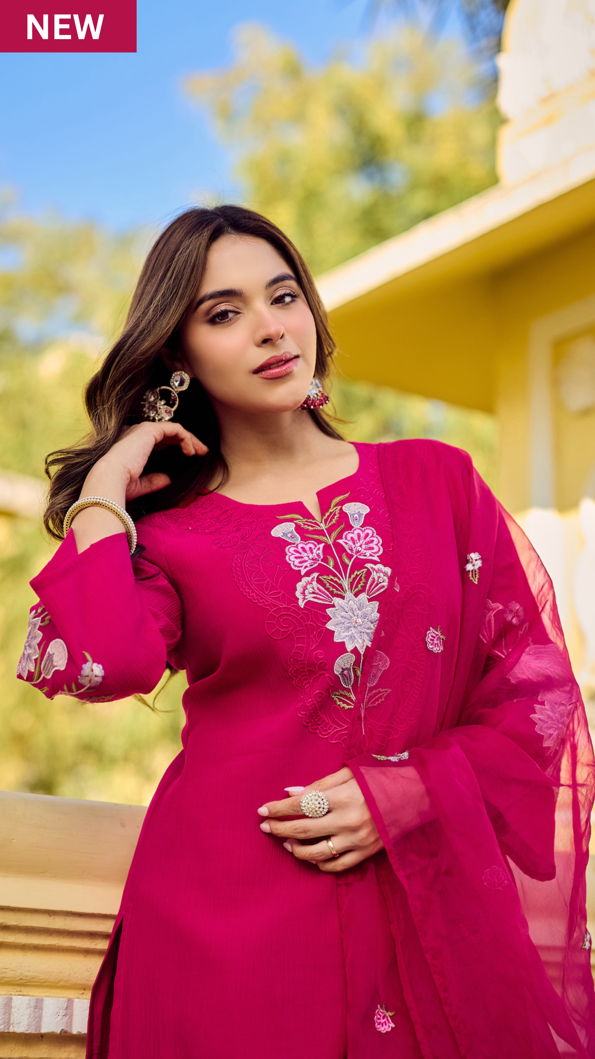 Noor Magenta Embellished Suit Set