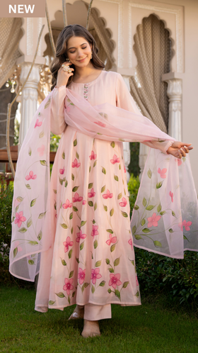 Blossom Pink Chanderi Suit Set