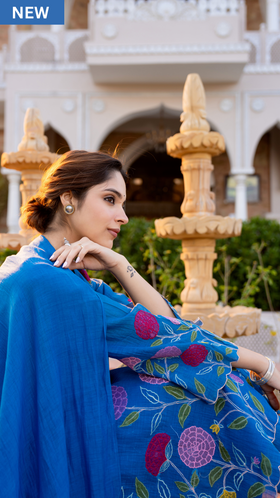 Monsoon Bloom Mul Chanderi Suit Set