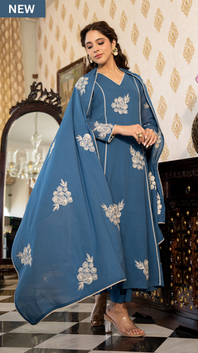 Azure Bloom Suit Set