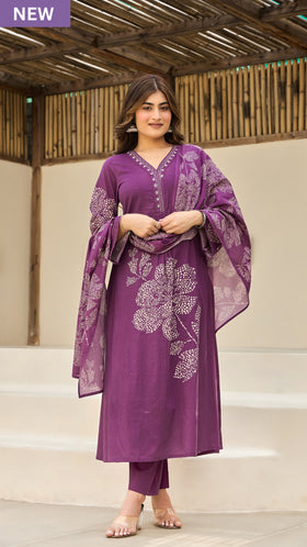 Plum Petals Suit Set
