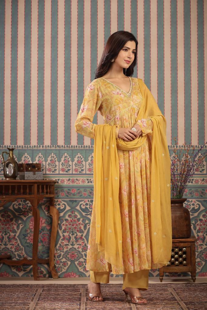 Butter Yellow Georgette Suit Set