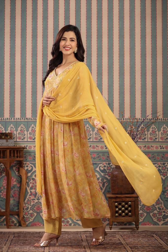 Butter Yellow Georgette Suit Set