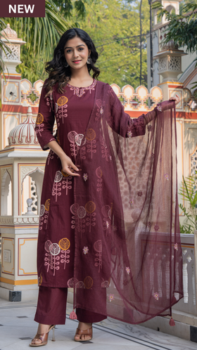 Bronze Elegance Cotton Suit Set