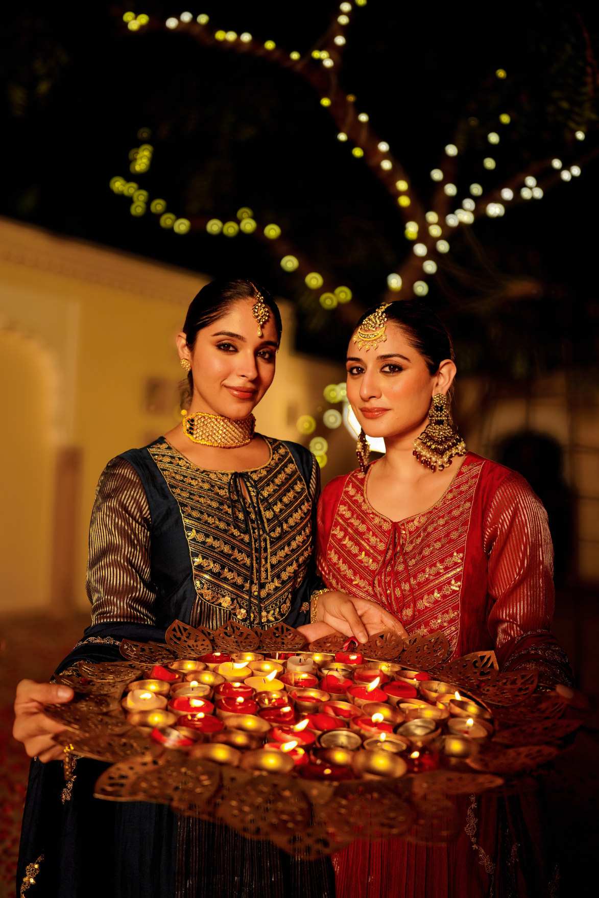 Midnight Bloom Flared Chanderi Suit Set