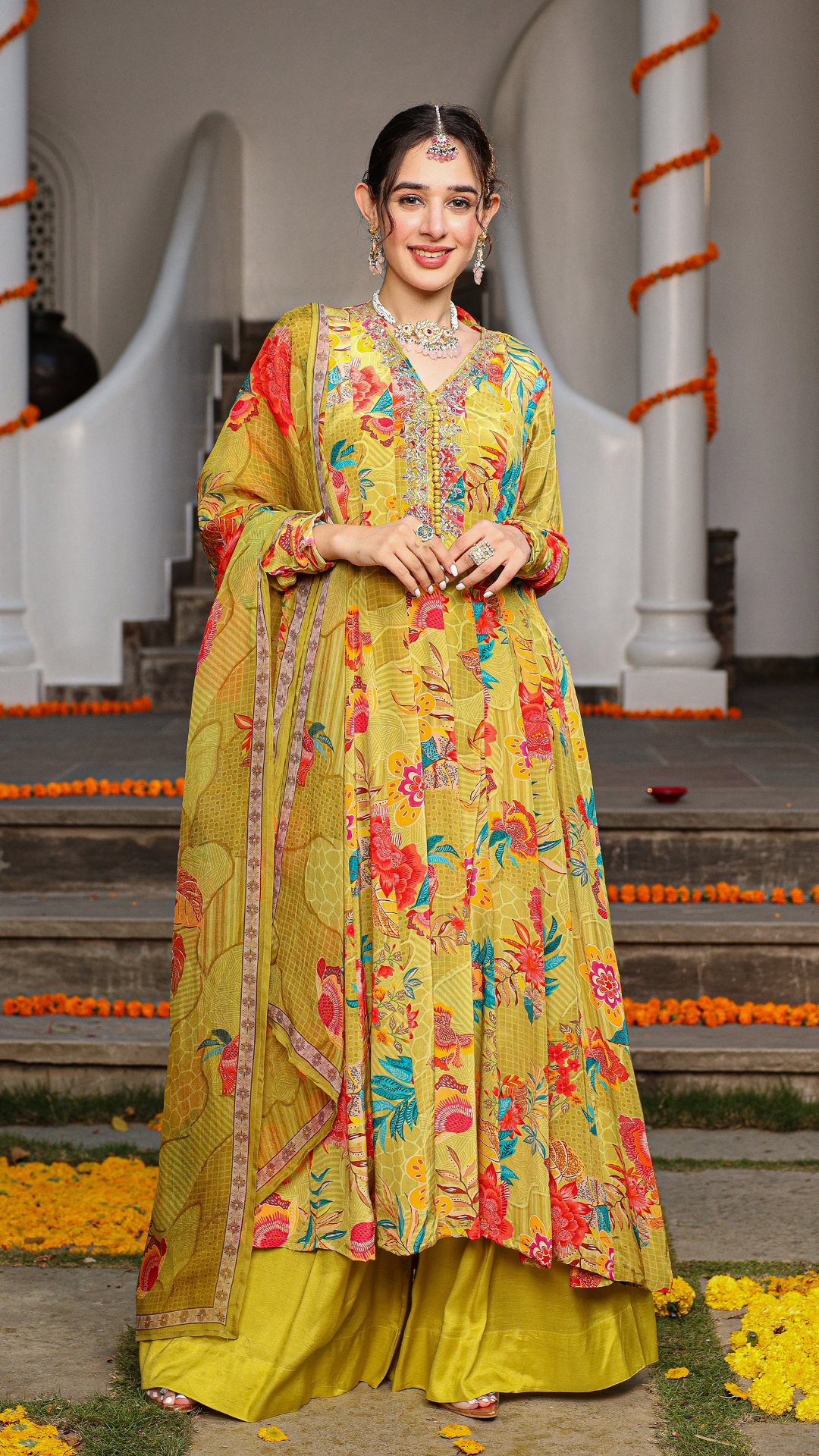 Yellow Anarkali set