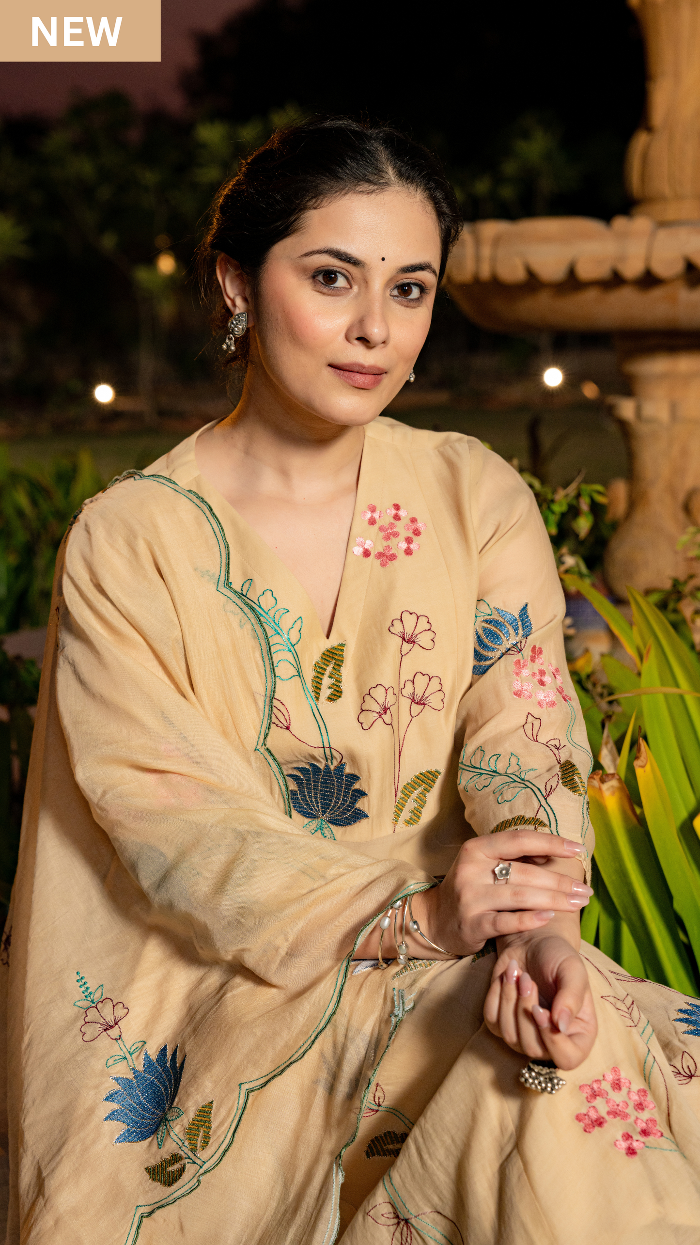 Sunlit Cream Chanderi Suit Set