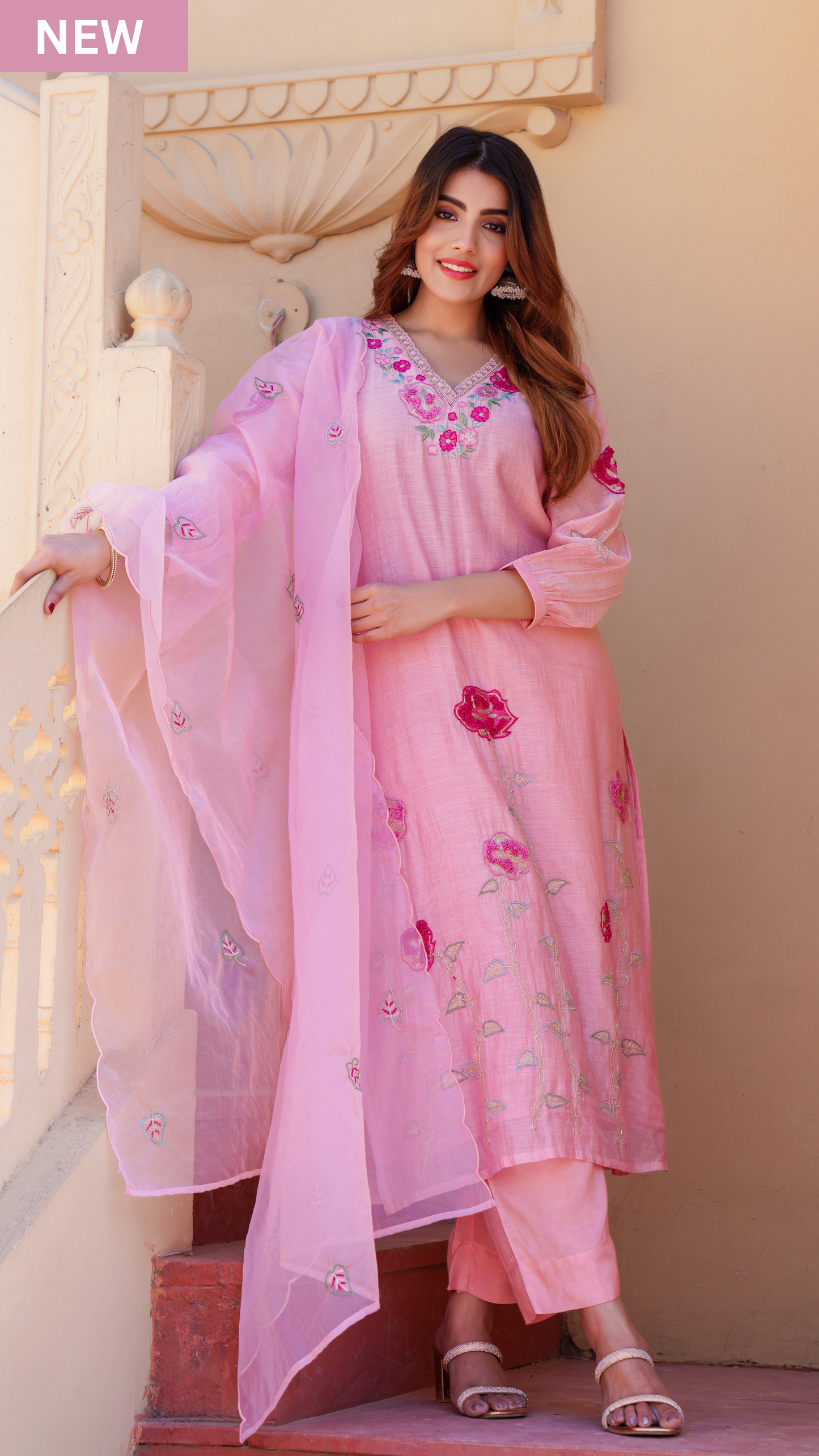 Petal Blush Chanderi Suit Set