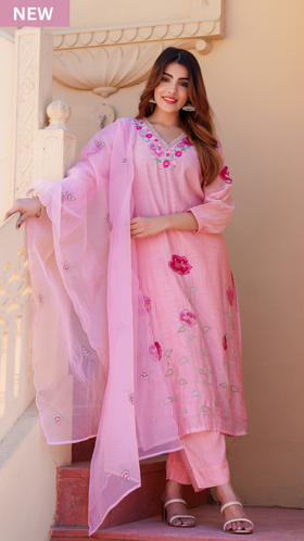Petal Blush Chanderi Suit Set