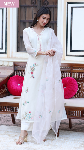 Elegant White A-Line Suit Set