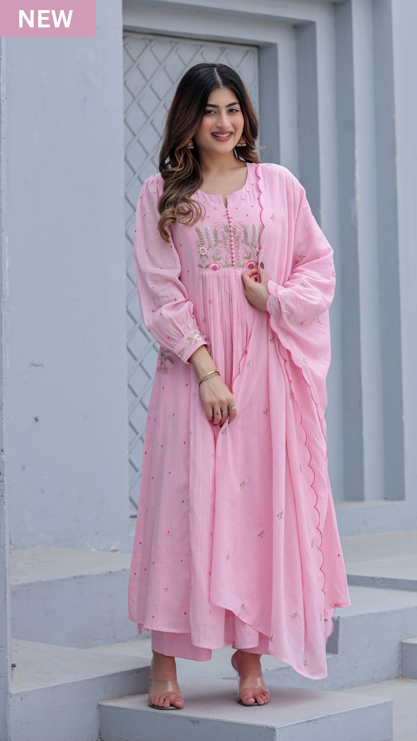 Blush haze Mulmul Suit Set