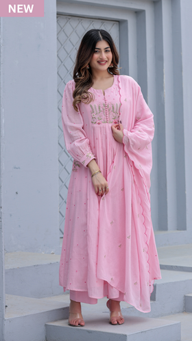 Blush haze Mulmul Suit Set