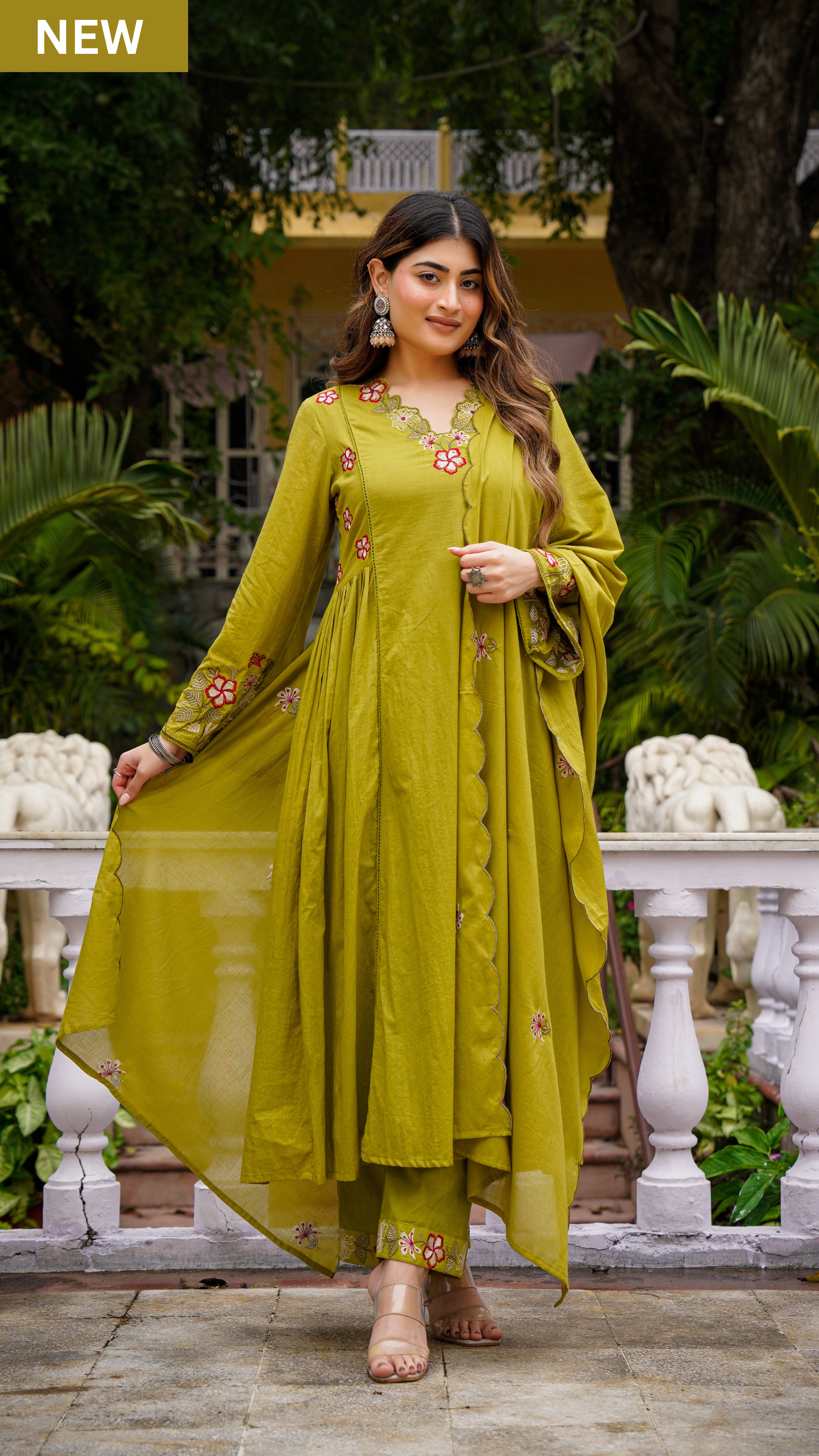 Olive Meadow Cotton Suit Set