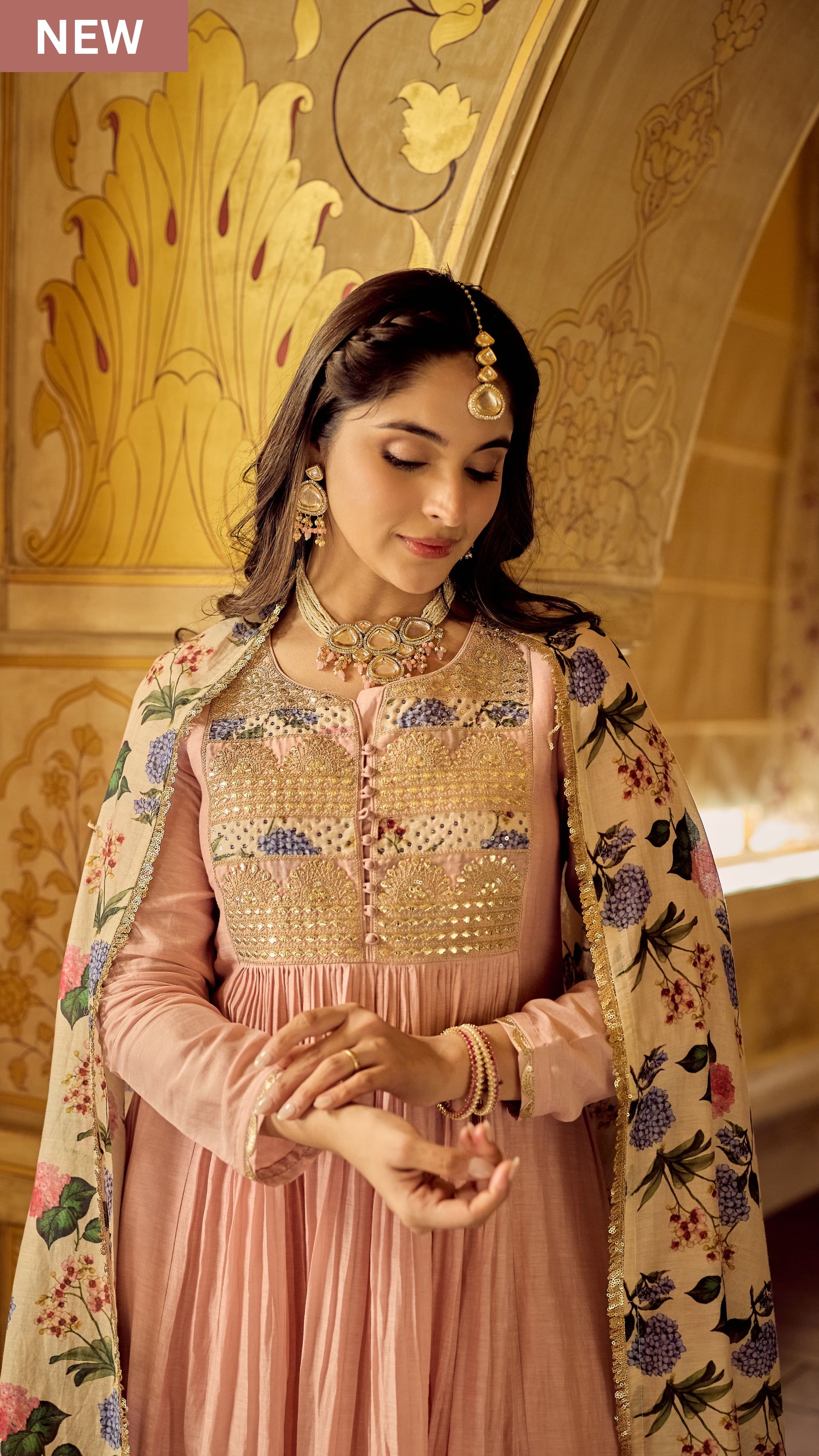 Blush Gulab Chanderi Embroidered Suit Set