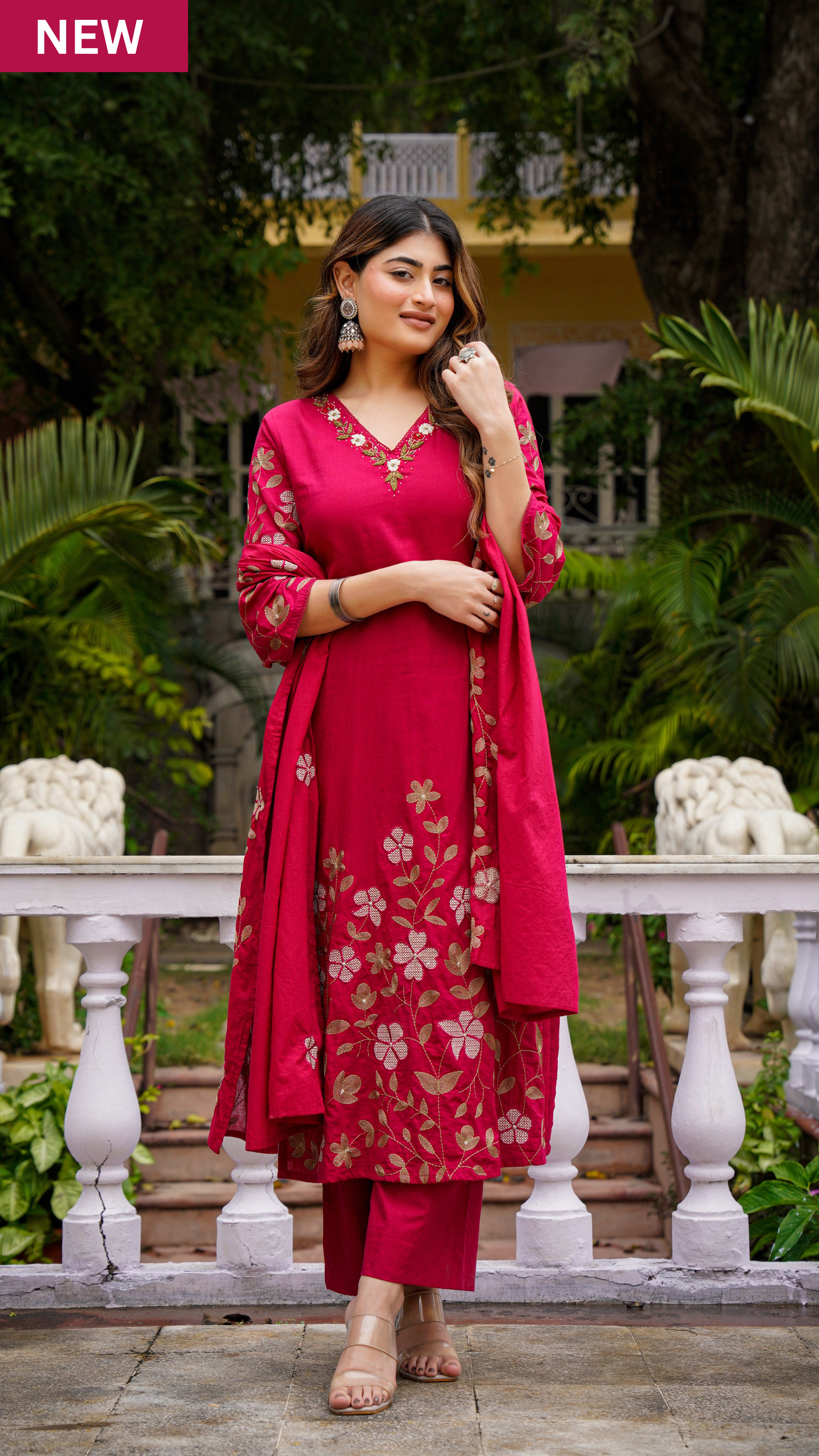 Cherry Garnet Mul Cotton Suit Set
