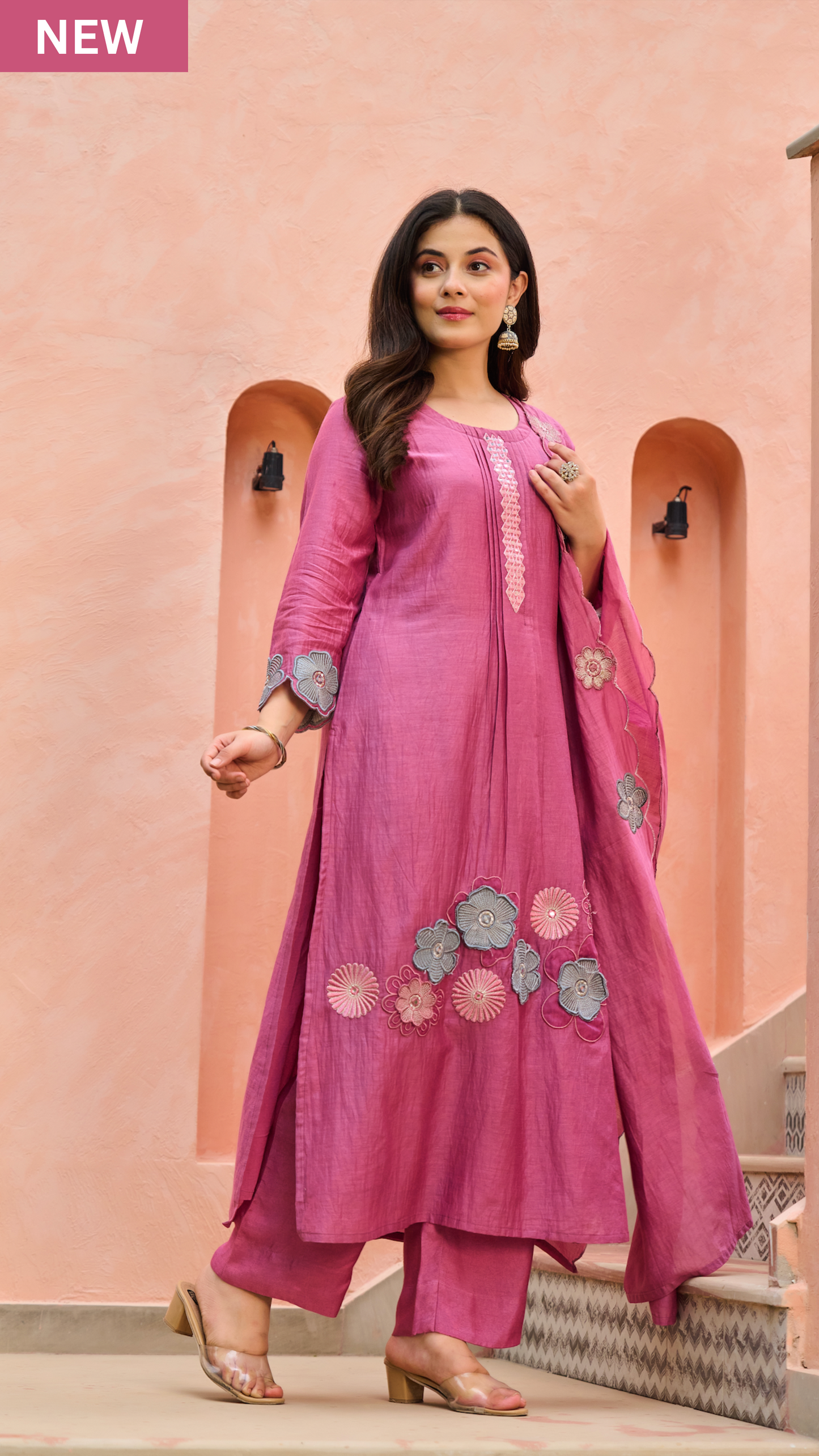 Bloomberry Blush Chanderi Suit Set