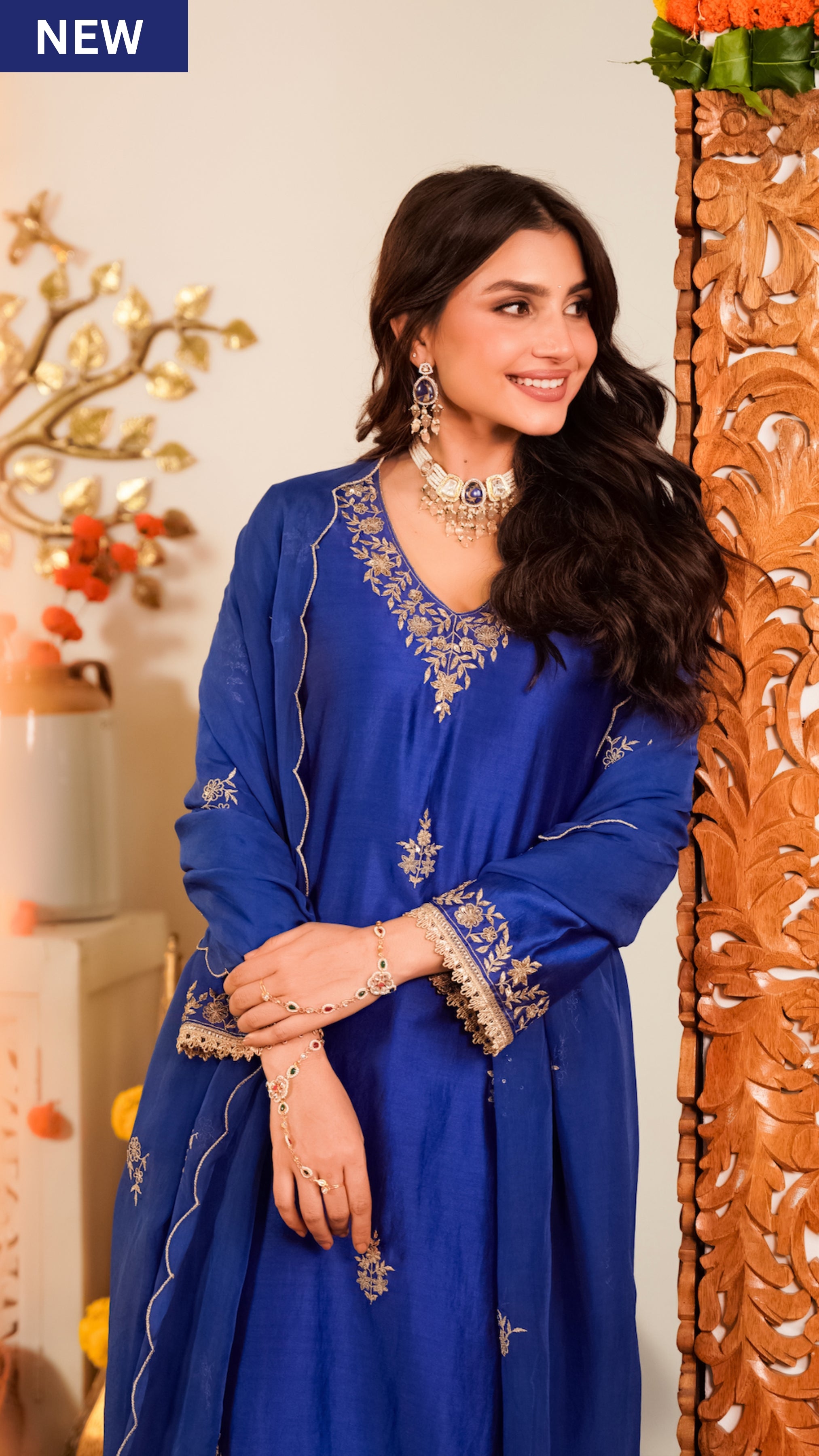 Royal Sapphire Pure Russian Silk Suit Set