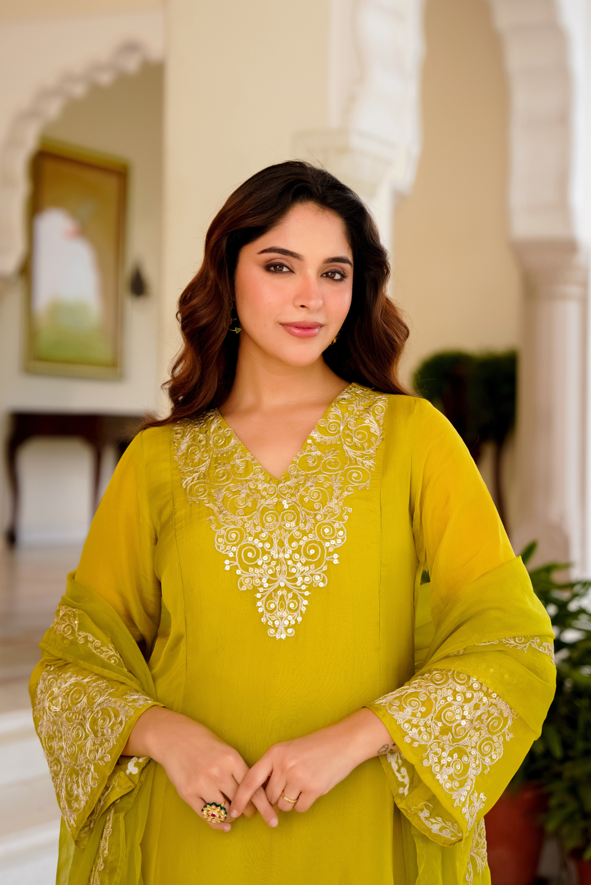 Golden Meadow Organza Suit Set