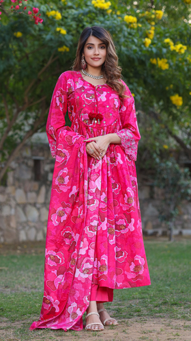 Rani Floral Print Cotton Kurta Set