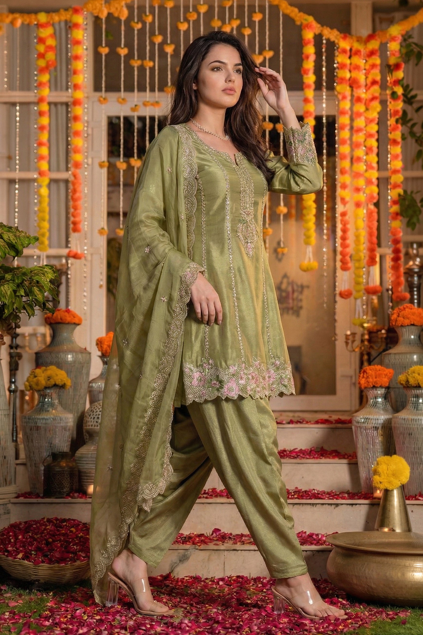 Sage Petal Royale Swiss Tissue Suit Set