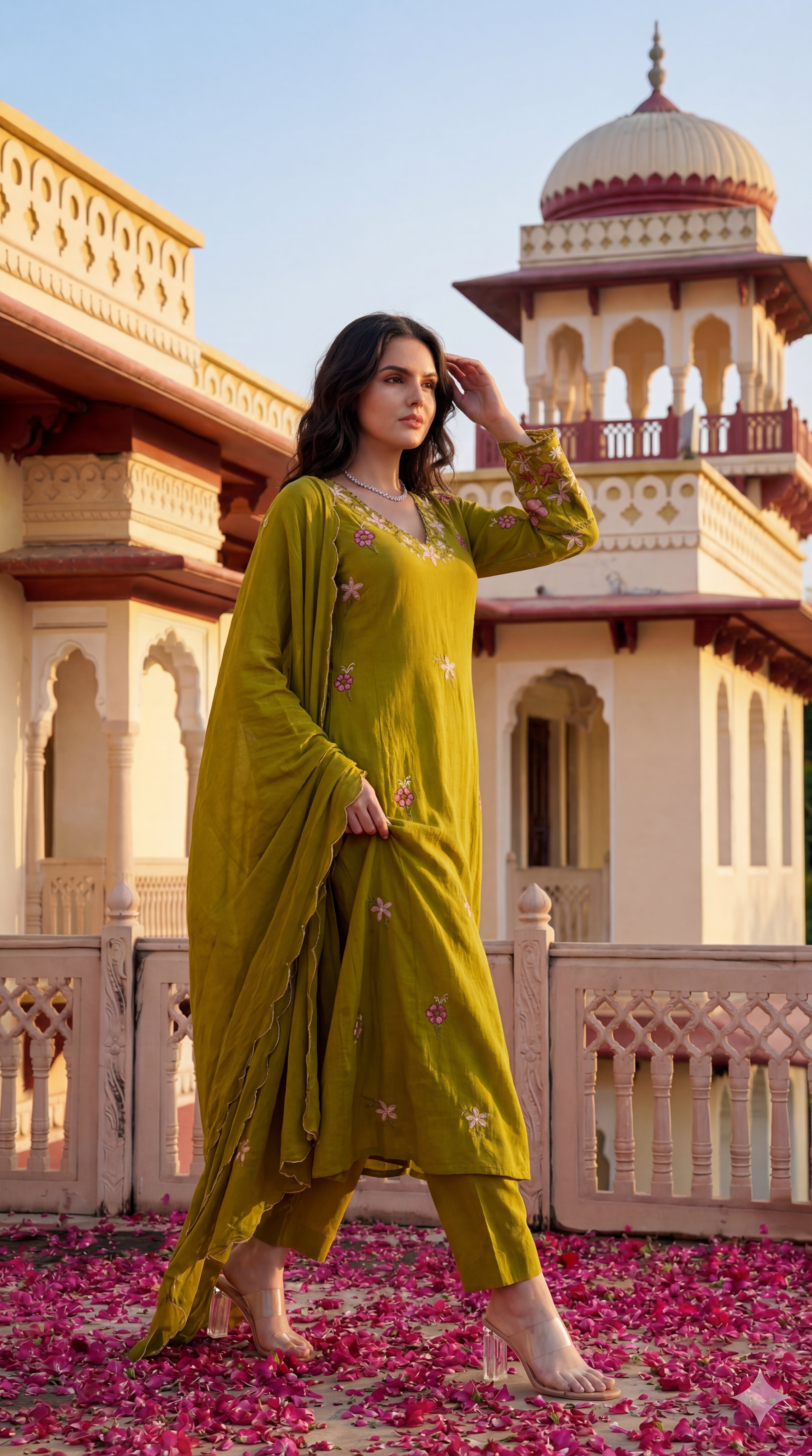 Olive Blossom Aura Cotton Suit Set