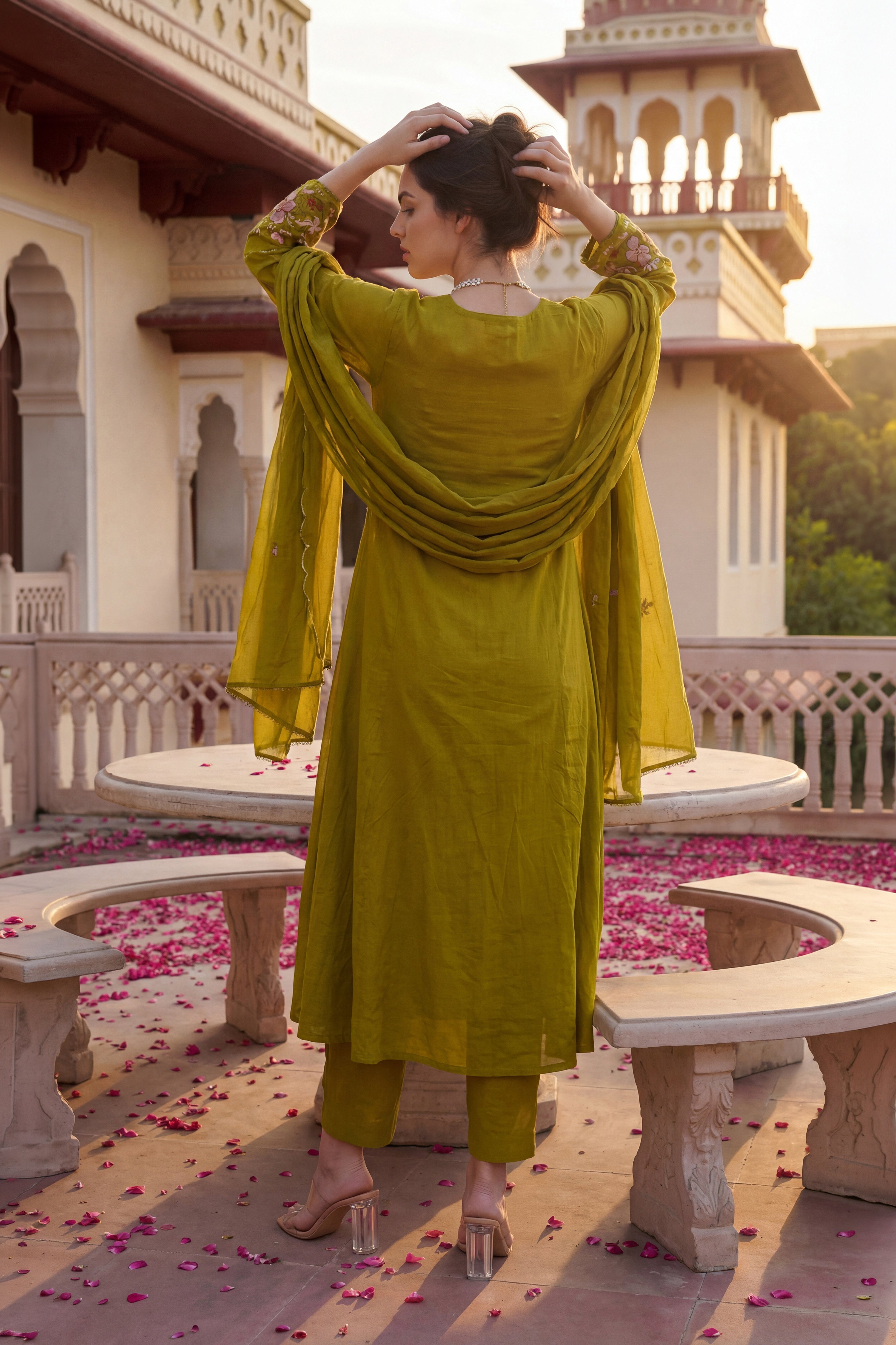 Olive Blossom Aura Cotton Suit Set