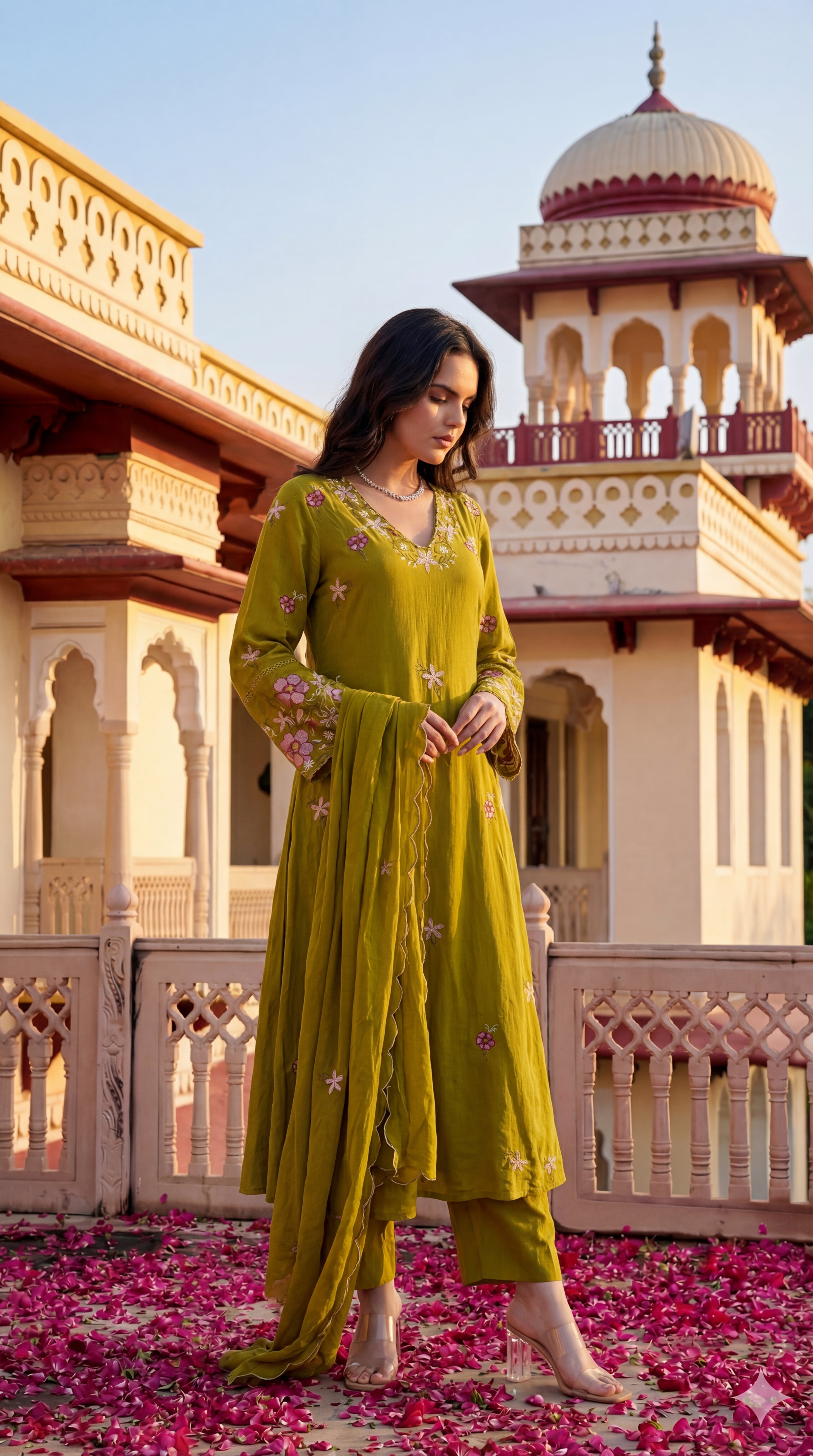 Olive Blossom Aura Cotton Suit Set
