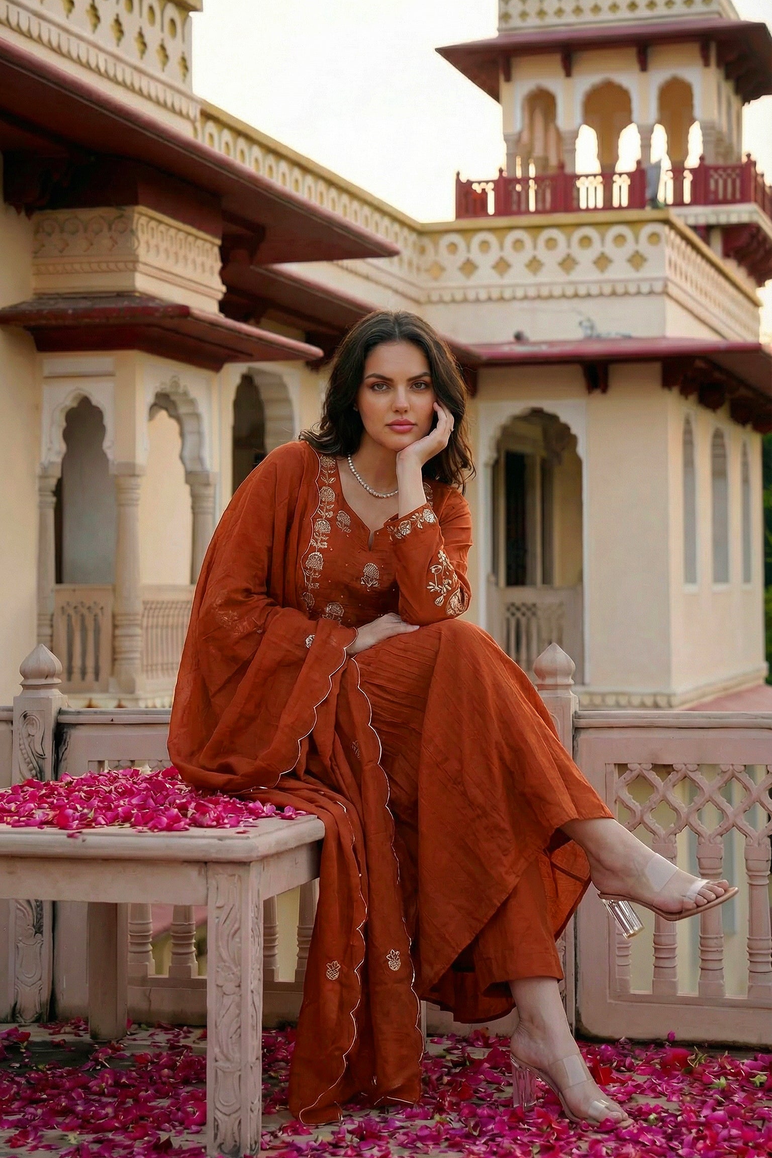 Amber Saffron Rust Cotton Suit Set