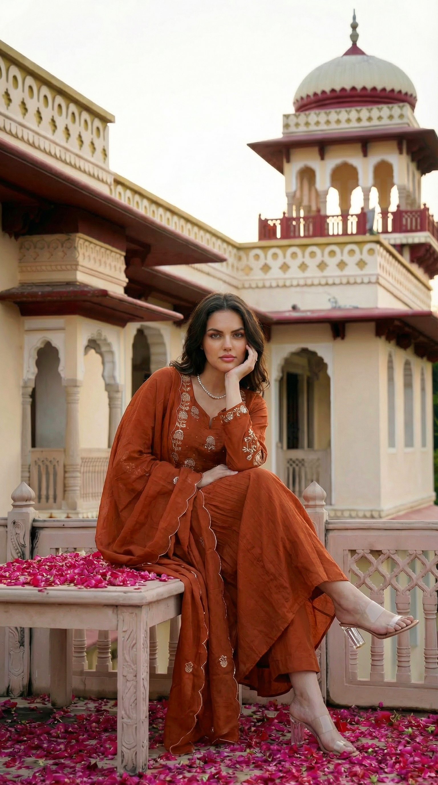 Amber Saffron Rust Cotton Suit Set